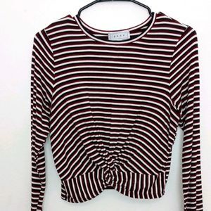 Gaze Long Sleeved Knot Stripped Shirt